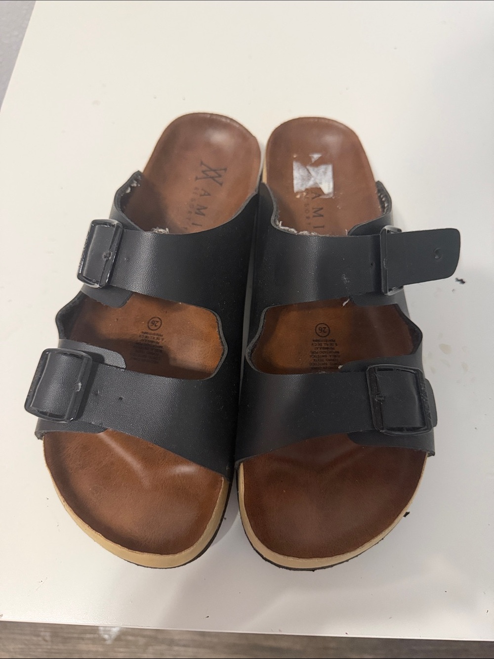Men's Black Double-Buckle Slide Sandals - Comfortable Casual Footwear